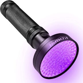 Kobra Black Light Flashlight 128 LED Lamp and Blacklight for Home & Hotel Inspection, Pet Urine & Stains - Ultra Intensity 18W 385-395nm LEDs Spot Counterfeit Money, Leaks, Scorpions (128 LED) (Black)