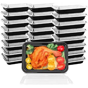 Moretoes 30 Pack 16oz Meal Prep Containers Reusable, Plastic Food Storages with Lids, Stackable Microwave Freezer Dishwasher Safe