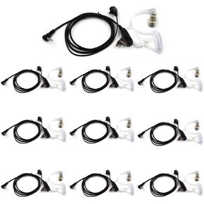 (10-Pack) 1-Pin Transparent Concealed Acoustic Tube Headphones for Uniden GMR 2 GMR5089-2CKHS GMR1636-2C GMR1038-2CK GMR1048-2CK Two Way Radio Walkie Talkie with PTT Microphone