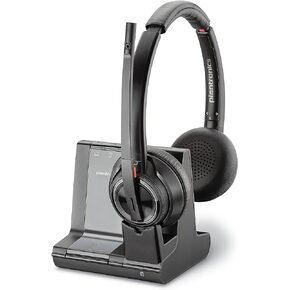 Plantronics - Savi 8220 Office Wireless DECT Headset (Poly) - Dual Ear (Stereo) - Compatible to connect to PC/Mac or to Cell Phone via Bluetooth - Works with Teams (Certified), Zoom