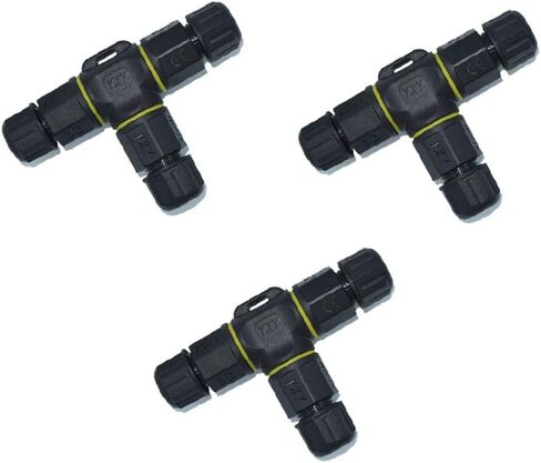 Set of 3 NUZAMAS 3 Ways 3 Pin Waterproof Connector Outdoor Junction Box IP68 Electrical Connectors for 4.5mm-10mm Cable, Outdoor Lighting, Christmas, Street Light, Led Lamp, Solar Supplies in Saudi Arabia