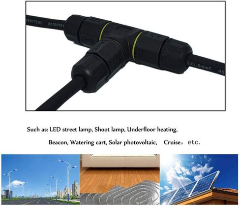 Set of 3 NUZAMAS 3 Ways 3 Pin Waterproof Connector Outdoor Junction Box IP68 Electrical Connectors for 4.5mm-10mm Cable, Outdoor Lighting, Christmas, Street Light, Led Lamp, Solar Supplies in Saudi Arabia