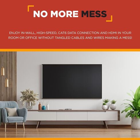 نقطة المشتري لوحة حائط HDMI وإيثرنت | منفذ HMDI 2.0 وCat6 Ethernet RJ45 مدرج في قائمة UL مع دعامة تثبيت واحدة، مثالي للتلفزيونات عالية الدقة الذكية وأجهزة الشبكة (أبيض) - حزمة واحدة in Kuwait