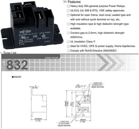 2 قطعة مرحل 832AW-1A-C1 12 فولت 832AW 1A C1 12 30A 4PIN مرحل للأغراض العامة مفتوح عادة in Kuwait