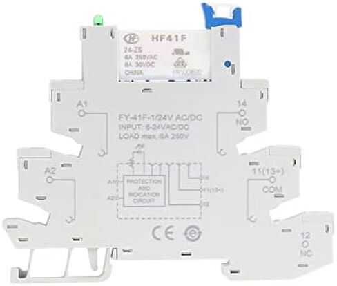Good BNTai وحدة حماية التتابع النحيفة دائرة حماية 6A مرحل 12VDC/AC 24VDC/AC 230VAC مقبس مرحل سمك 6.2 مم (12VACDC-أسود) in Kuwait