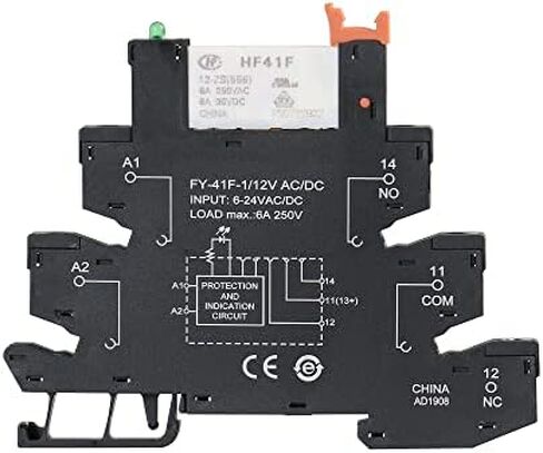 Good BNTai Slim Relay Module Protection Circuit 6A Relay 12VDC/AC 24VDC/AC 230VAC Relay Socket 6.2mm Thickness (12VACDC-Black) in Saudi Arabia