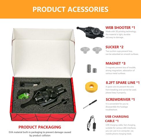 Spider Web Shooters Toy for Kids - Cool Gadgets Stuff Fun Superhero Role-Play Toys for Boys Men Birthday Halloween Christmas Gift (Black) in Saudi Arabia
