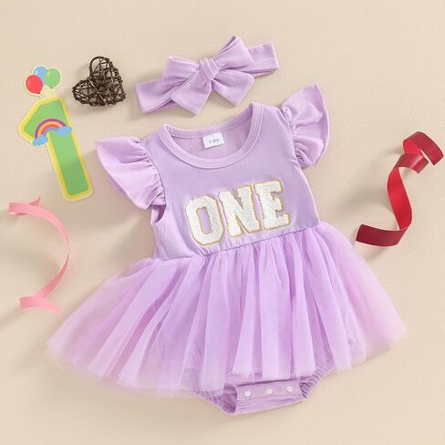 Baby Girls My 1st Birthday Outfits One Romper Two/Three Tutu Skirt Ruffle Embroidery Letter Summer Clothes in Saudi Arabia