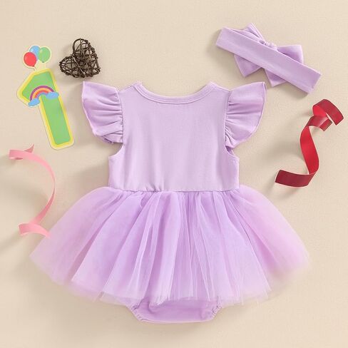 Baby Girls My 1st Birthday Outfits One Romper Two/Three Tutu Skirt Ruffle Embroidery Letter Summer Clothes in Saudi Arabia