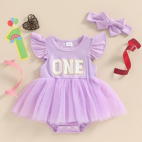 Baby Girls My 1st Birthday Outfits One Romper Two/Three Tutu Skirt Ruffle Embroidery Letter Summer Clothes in Saudi Arabia