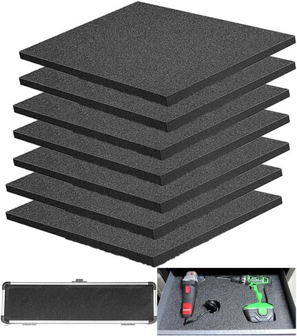 7 عبوات من ألواح إسفنجية البولي يوريثين عالية الكثافة مقاس 16 × 12 × 1 بوصة - صفائح إسفنجية من البولي إيثيلين قابلة للقطع لصناعة الحافظات - وسادة إسفنجية للتغليف - إسفنجة لحقيبة الشحن in Kuwait