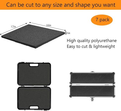 7 عبوات من ألواح إسفنجية البولي يوريثين عالية الكثافة مقاس 16 × 12 × 1 بوصة - صفائح إسفنجية من البولي إيثيلين قابلة للقطع لصناعة الحافظات - وسادة إسفنجية للتغليف - إسفنجة لحقيبة الشحن in Kuwait