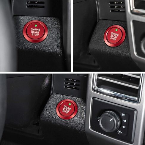 TOMALL Aluminum Engine Start Stop Push Button Cover Trim Compatible with Ford F-150 2016-2021 Car Engine Ignition Start Button Cap Surrounding Trim Ring Decoration Accessories (Black) in Saudi Arabia