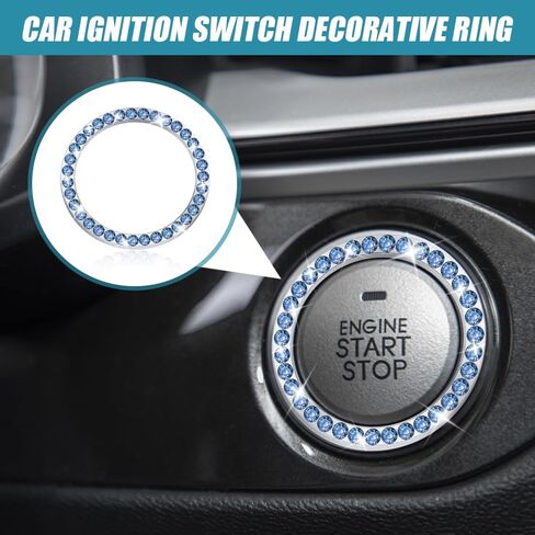 2 Pcs Crystal Rhinestone Car Engine Start Stop Decoration Ring, Push to Start Button Cover, Bling Car Accessories for Women, Key Lgnition Starter Knob Ring (Pink) in Saudi Arabia