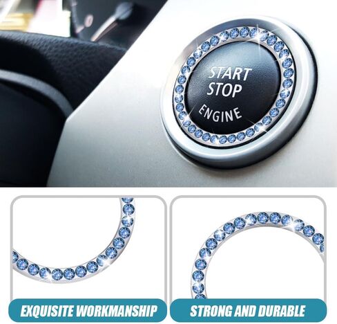 2 Pcs Crystal Rhinestone Car Engine Start Stop Decoration Ring, Push to Start Button Cover, Bling Car Accessories for Women, Key Lgnition Starter Knob Ring (Pink) in Saudi Arabia