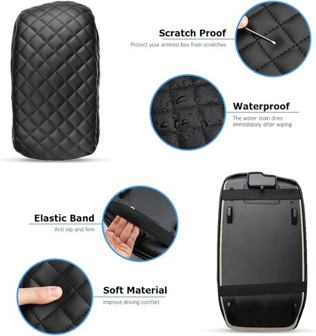 INTGET Center Console Armrest Cover for Subaru Ascent Accessories 2019-2024 2020 2021 2022 2023 Car Leather Middle Arm Rest Box Lid Seat Cover Protector Cushion(Black with Cushion, 2019+) in Saudi Arabia