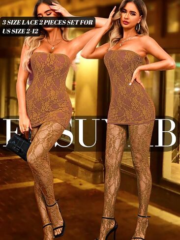 EHSUYAB 2Pc Tube Dress Tights Set, Full Floral Lace, Sexy Date Night Outfit in Saudi Arabia