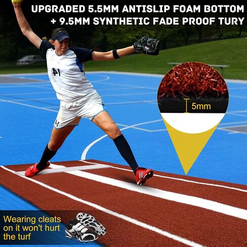 Portable Softball Pitching Mat（3*10ft）for Indoor Outdoor Pitching Practice, Baseball Pitching mound Turf Matt with non-slip foam,Fastpitch Slowpitch Softball Pitching Turf Mat with Carry Strap in Saudi Arabia