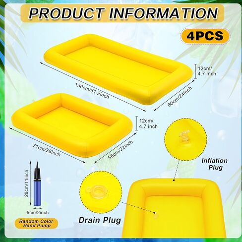 Leitee 4 Pcs Inflatable Ice Serving Bars Buffet Serving Tray Drink Cooler for Pool Party Inflatable Ice Tray Floating Food Drink Containers with Drain Plug and a Hand Pump, 2 Sizes in Saudi Arabia