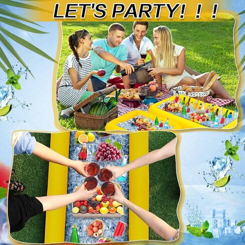Leitee 4 Pcs Inflatable Ice Serving Bars Buffet Serving Tray Drink Cooler for Pool Party Inflatable Ice Tray Floating Food Drink Containers with Drain Plug and a Hand Pump, 2 Sizes in Saudi Arabia