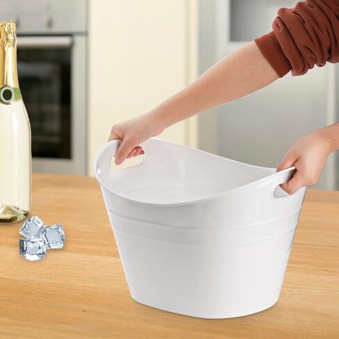 ZEAYEA 4 Pack Beverage Tub, 18L Plastic Beer Bottle Bucket with Handles, White Party Tub for Drinks, Plastic Ice Bucket for Wine Beer Bottle Cooler in Saudi Arabia