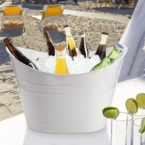 ZEAYEA 4 Pack Beverage Tub, 18L Plastic Beer Bottle Bucket with Handles, White Party Tub for Drinks, Plastic Ice Bucket for Wine Beer Bottle Cooler in Saudi Arabia