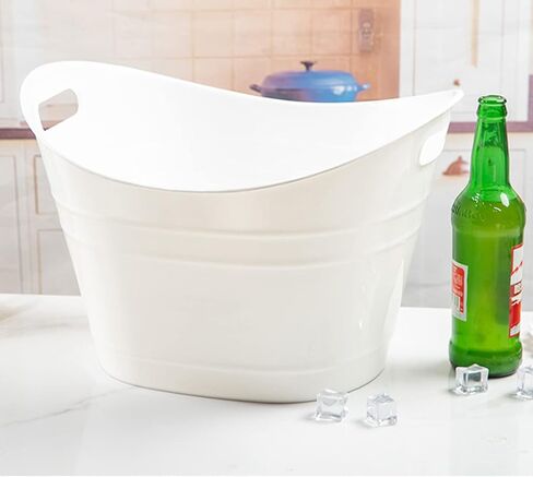 ZEAYEA 4 Pack Beverage Tub, 18L Plastic Beer Bottle Bucket with Handles, White Party Tub for Drinks, Plastic Ice Bucket for Wine Beer Bottle Cooler in Saudi Arabia