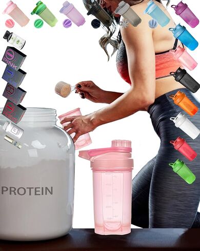 EBAT زجاجة شاكر وردي فاتح ث. تصميم ميكانيكي أنيق (غطاء ملتوي قابل للقفل ومضاد للتسرب وثابت مع ذراع رفيع، حلقة عصرية كبيرة)، كوب قوي مضاد للسقوط، كرة خلاط غير معدنية صلبة مقاس 1.77 بوصة، خالية من مادة BPA، سعة 16 أونصة / 500 مل in Kuwait