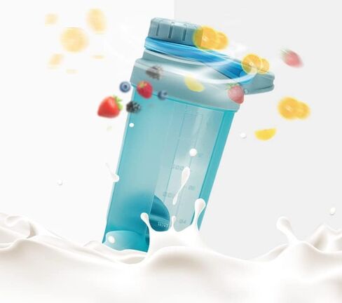 EBAT زجاجة شاكر وردي فاتح ث. تصميم ميكانيكي أنيق (غطاء ملتوي قابل للقفل ومضاد للتسرب وثابت مع ذراع رفيع، حلقة عصرية كبيرة)، كوب قوي مضاد للسقوط، كرة خلاط غير معدنية صلبة مقاس 1.77 بوصة، خالية من مادة BPA، سعة 16 أونصة / 500 مل in Kuwait