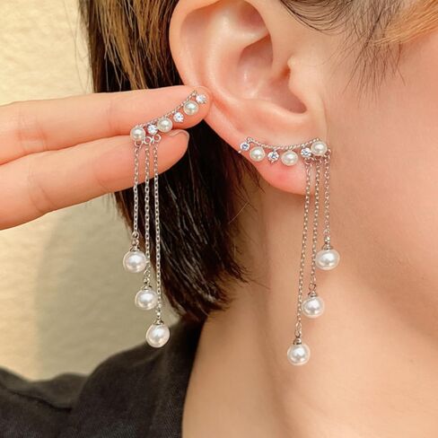 مستلزمات صناعة المجوهرات من SUKKCCNO أقراط متدلية من الفضة الإسترليني عيار 925 مع AAA قطع مستديرة مكعب زركونيا قطرة من لؤلؤ المياه العذبة المستزرعة أقراط متدلية للنساء هدية مجوهرات in Kuwait