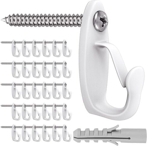 seleware 30pcs المسمار في السنانير لتعليق أضواء سلسلة في الهواء الطلق، السنانير شماعات ضوء عيد الميلاد مقاومة للرياح، السنانير الجدار الرمادي والأبيض لسياج شرفة المراقبة لتعليق أضواء الأسلاك الجنية الطرف، دقات الرياح in Kuwait