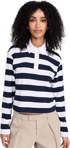 ATM Anthony Thomas Melillo Women's Classic Jersey Rugby Stripe Long Sleeve Top in Saudi Arabia