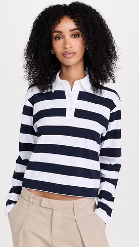 ATM Anthony Thomas Melillo Women's Classic Jersey Rugby Stripe Long Sleeve Top in Saudi Arabia