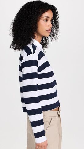 ATM Anthony Thomas Melillo Women's Classic Jersey Rugby Stripe Long Sleeve Top in Saudi Arabia