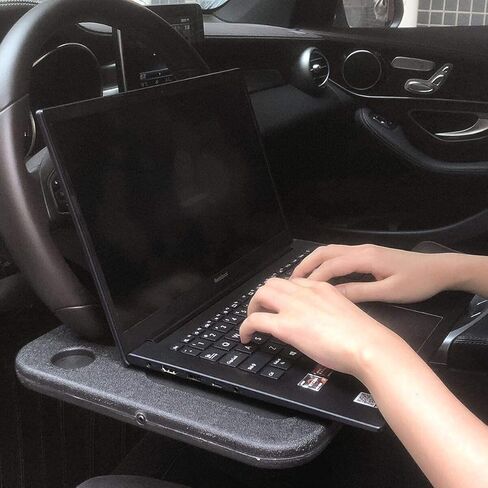 طاولة مكتب عجلة قيادة السيارة المحمولة متعددة الوظائف من INTOR، صواني مزدوجة الجوانب لعجلة القيادة، حامل طاولة للكمبيوتر المحمول يناسب معظم عجلات قيادة المركبات للسفر in Kuwait