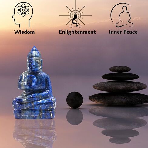 Lapis Lazuli Crystal Buddah Statue for Home - Breathing Buddha Decor Statue Figurine for Zen - Adornos Decoraciones Para Salas de Casa in Saudi Arabia