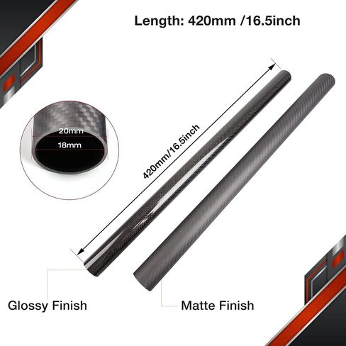 FANCYWING 500 مم (19.6 بوصة) 12 مم × 14 مم × 500 مم أنابيب من ألياف الكربون سطح لامع 3K ملفوفة نقية 100% لطائرات كوادكوبتر متعددة المروحيات (قطعتان)... in Kuwait