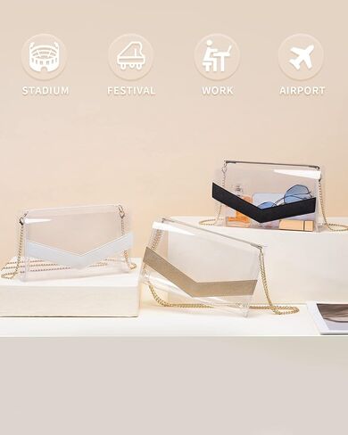 حقيبة Vorspack الشفافة معتمدة من الاستاد - محفظة شفافة لطيفة للنساء من مادة PVC الشفافة لمهرجانات الحفلات الموسيقية in Kuwait