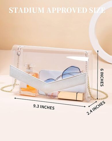 حقيبة Vorspack الشفافة معتمدة من الاستاد - محفظة شفافة لطيفة للنساء من مادة PVC الشفافة لمهرجانات الحفلات الموسيقية in Kuwait