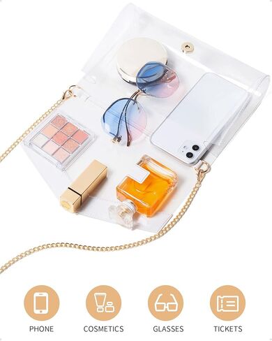 حقيبة Vorspack الشفافة معتمدة من الاستاد - محفظة شفافة لطيفة للنساء من مادة PVC الشفافة لمهرجانات الحفلات الموسيقية in Kuwait