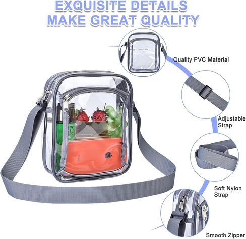 حقيبة محفظة AROUVOG شفافة حول الجسم، معتمدة للحفلات الموسيقية والمهرجانات in Kuwait