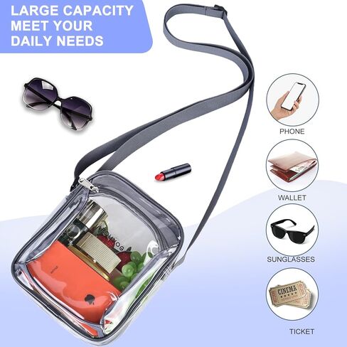 حقيبة محفظة AROUVOG شفافة حول الجسم، معتمدة للحفلات الموسيقية والمهرجانات in Kuwait