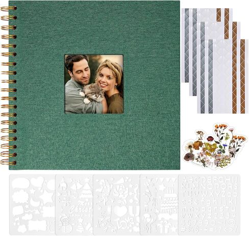 Vienrose 8x8 بوصة سجل القصاصات DIY غلاف فني صغير كرافت صفحات بيضاء سجل القصاصات ألبوم الصور غطاء الكتان خردة كتاب ألبومات الصور سكرابوكينغ لوازم عدة للزوجين الأسرة الزفاف السفر in Saudi Arabia