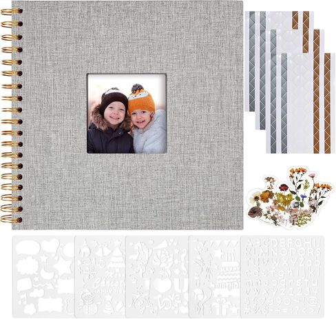 Vienrose 8x8 بوصة سجل القصاصات DIY غلاف فني صغير كرافت صفحات بيضاء سجل القصاصات ألبوم الصور غطاء الكتان خردة كتاب ألبومات الصور سكرابوكينغ لوازم عدة للزوجين الأسرة الزفاف السفر in Saudi Arabia