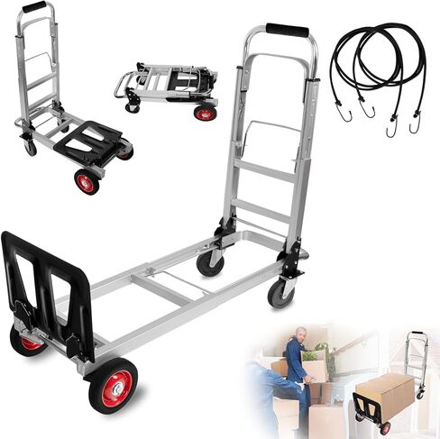 3 in 1 Aluminum Hand Truck Dolly Convertible Heavy Duty 460lbs Capacity Folding Hand Truck with 6’’ Rubber Wheels and Telescoping Handles Multi-Position Dolly Platform Hand Cart in Kuwait