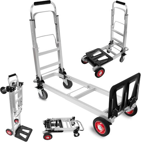 3 in 1 Aluminum Hand Truck Dolly Convertible Heavy Duty 460lbs Capacity Folding Hand Truck with 6’’ Rubber Wheels and Telescoping Handles Multi-Position Dolly Platform Hand Cart in Kuwait