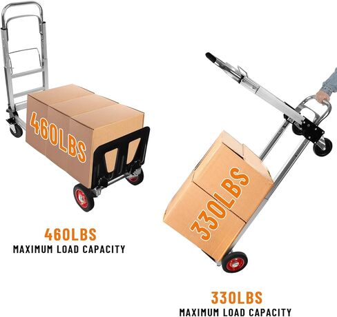 3 in 1 Aluminum Hand Truck Dolly Convertible Heavy Duty 460lbs Capacity Folding Hand Truck with 6’’ Rubber Wheels and Telescoping Handles Multi-Position Dolly Platform Hand Cart in Kuwait