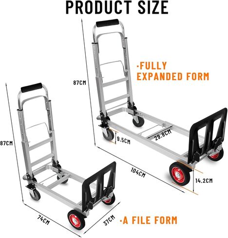 3 in 1 Aluminum Hand Truck Dolly Convertible Heavy Duty 460lbs Capacity Folding Hand Truck with 6’’ Rubber Wheels and Telescoping Handles Multi-Position Dolly Platform Hand Cart in Kuwait