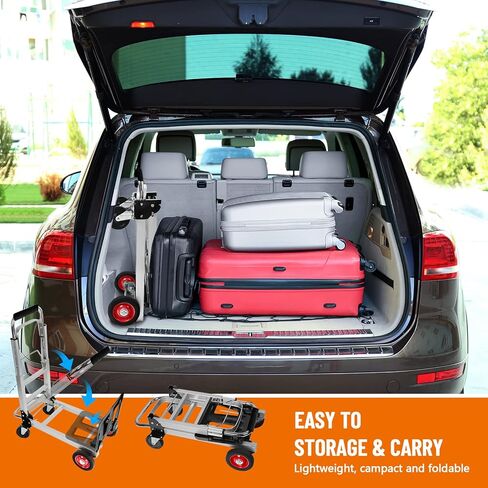 3 in 1 Aluminum Hand Truck Dolly Convertible Heavy Duty 460lbs Capacity Folding Hand Truck with 6’’ Rubber Wheels and Telescoping Handles Multi-Position Dolly Platform Hand Cart in Kuwait