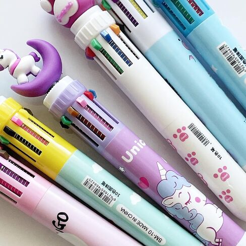 sencoo 6 pack 10-in-1 Multicolor Ballpoint Pen 10 Colors Cute Cartoon Barrel Ballpoint Pen for Office School Supplies Students Prize Unicorn Flamingo Pig Animal Children Gift in Saudi Arabia